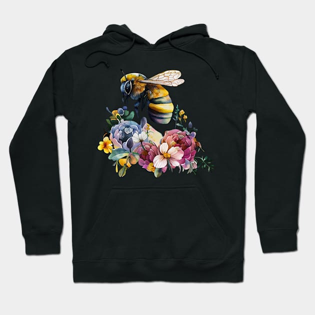 Floral Bee Watercolor Hoodie by CreativeDesignsx